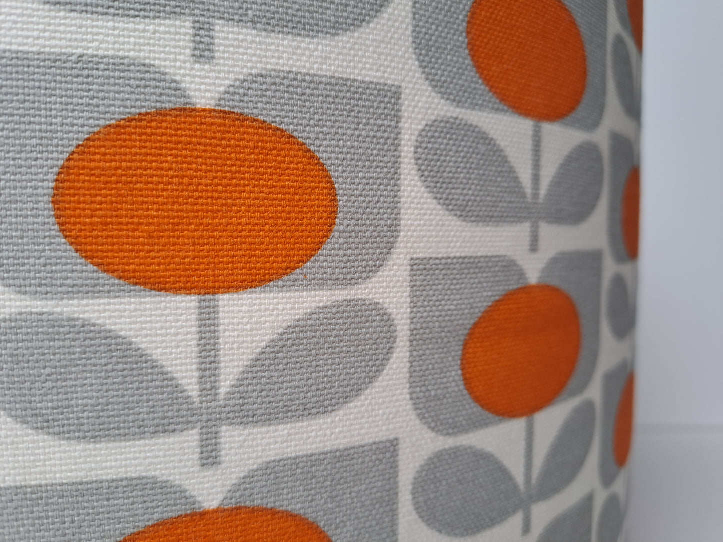 Flower print lampshade in orange and grey