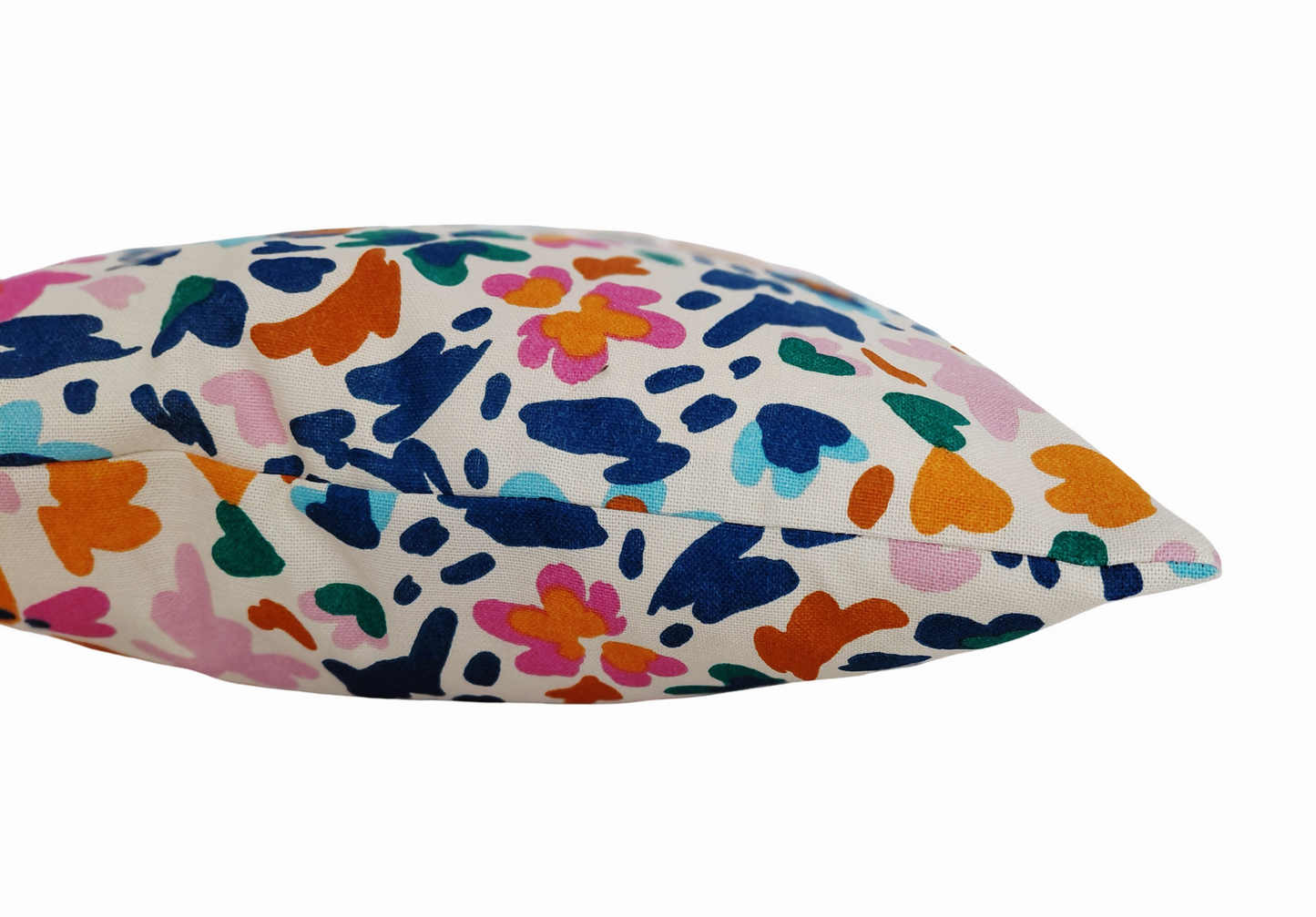 Abstract Floral Print cushion – Blue, Orange and Pink pillow – Bright Flower Print decor – Modern Botanical Home Decor