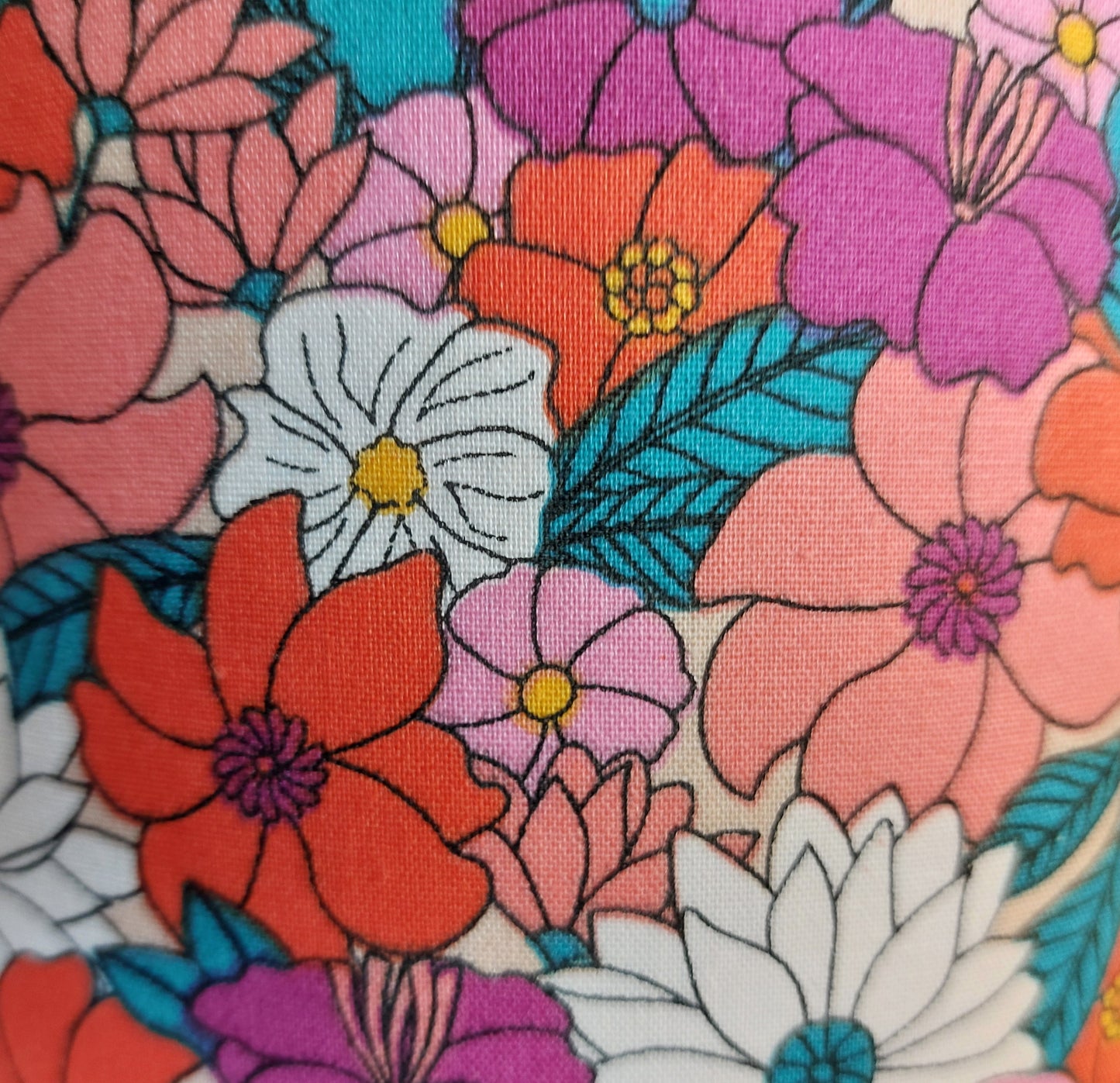 Wildflower Print Lampshade – Red, Purple and Pink Drum Shade – Retro Flower Print Lighting – Modern Botanical Home Decor