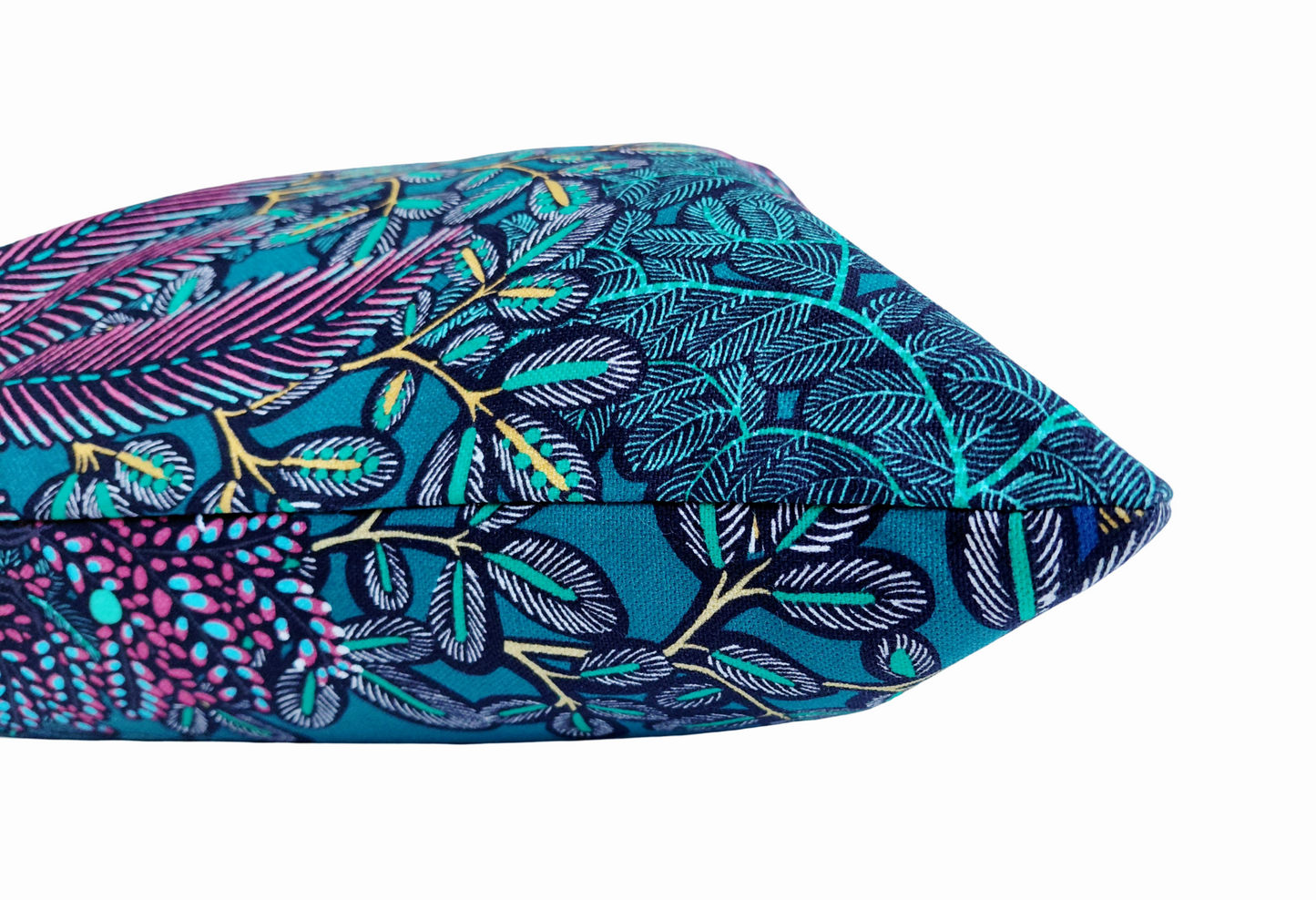Tropical Print Cushion – Teal and Pink Throw Pillow – Lush Floral Cushion Cover – Bright Botanical Decor – Nature Inspired Sofa Pillow