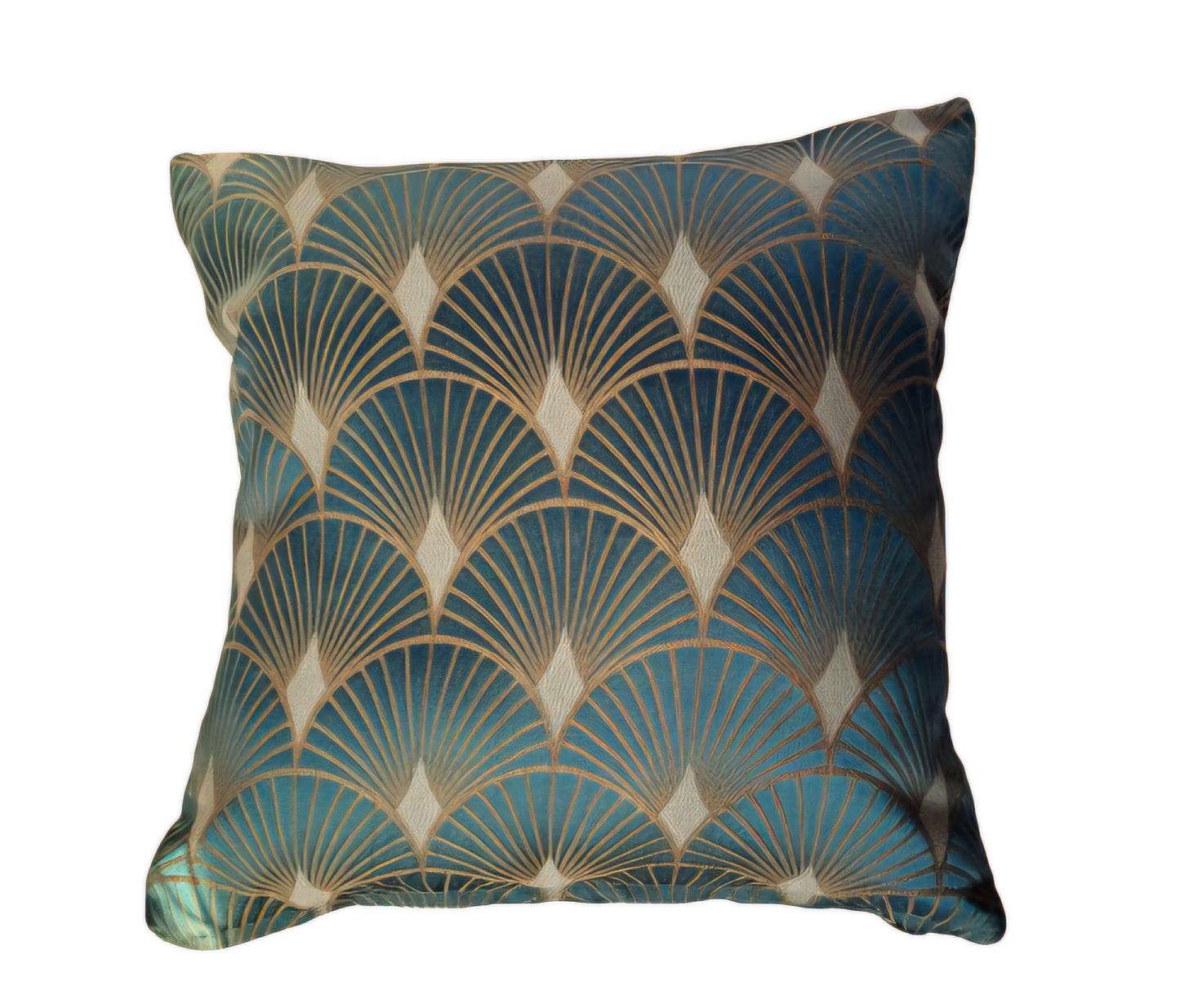 Art deco print cushion in gold and green. 1920's vintage inspired geometric pillow. Emerald gold decor. Jewel inspired opulent interior