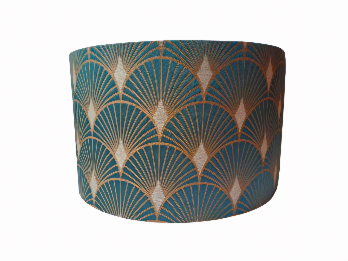 Art deco print lampshade in gold and green. 1920's vintage inspired geometric pendant. Emerald gold decor. Jewel inspired opulent lighting