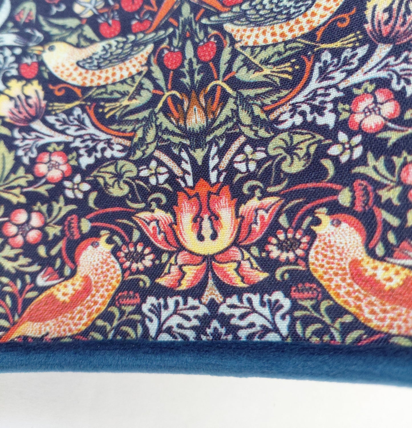 Double sided velvet lampshade with William Morris lining