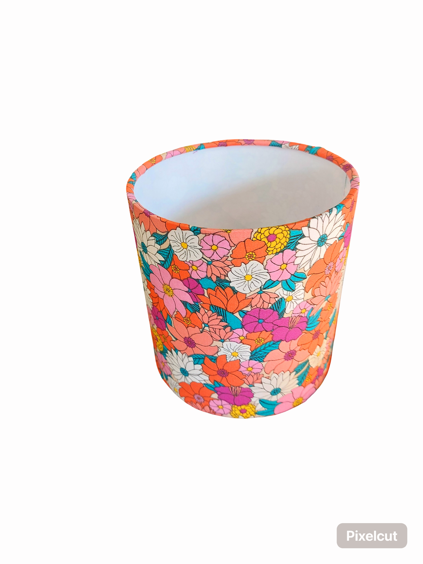 Wildflower Print Lampshade – Red, Purple and Pink Drum Shade – Retro Flower Print Lighting – Modern Botanical Home Decor