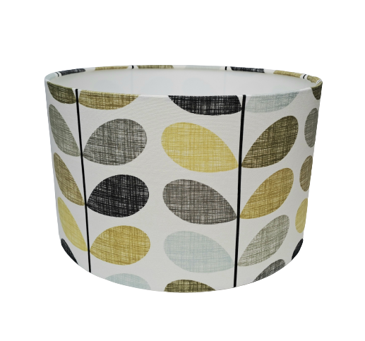 Multi stem print lampshade in yellow, blue and grey