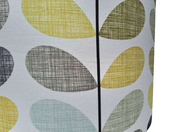 Multi stem print lampshade in yellow, blue and grey
