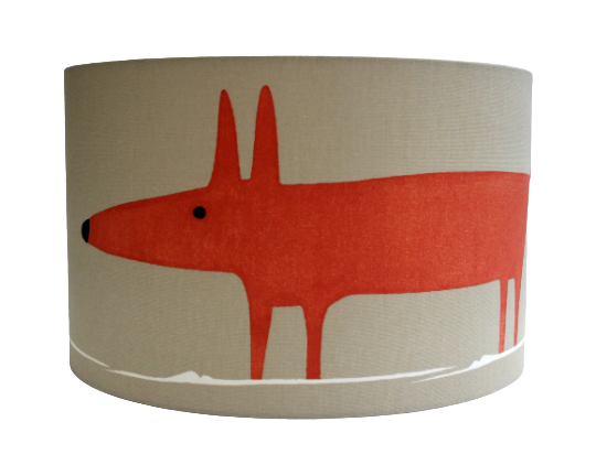 Mr Fox print lampshade in beige and orange