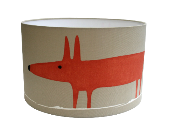 Mr Fox print lampshade in beige and orange