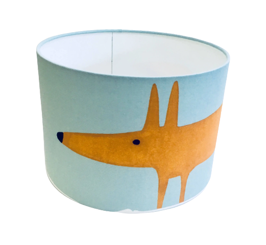 Mr Fox print lampshade in blue and orange