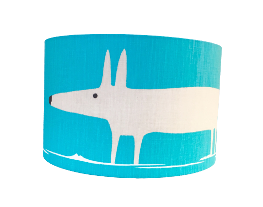 Mr Fox print lampshade in bright blue
