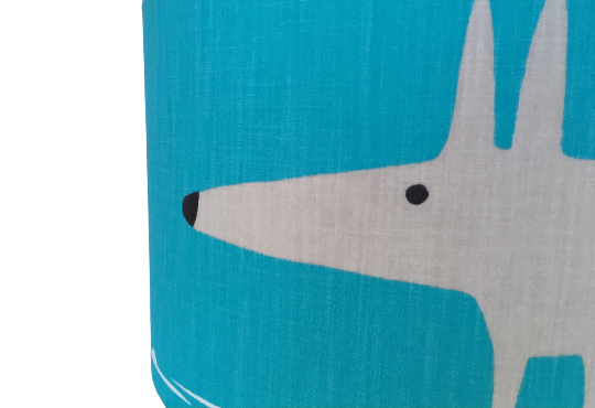Mr Fox print lampshade in bright blue