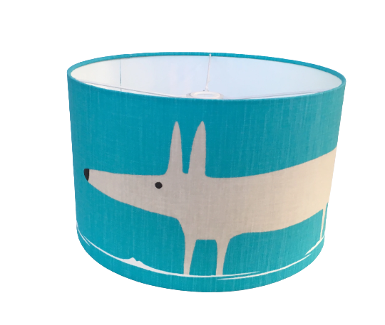 Mr Fox print lampshade in bright blue