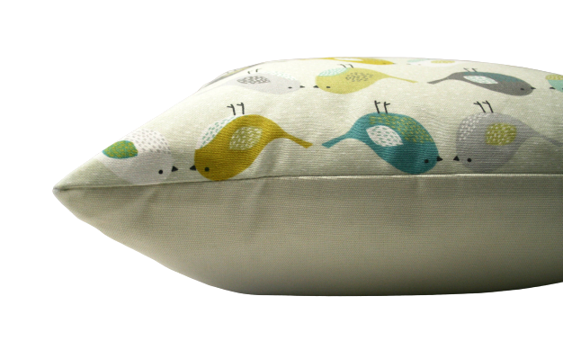 Handmade Bird Print Cushion – Teal and Mustard Throw Pillow – Modern Nature Cushion Cover – Bird Decor Accent Pillow – Sofa or Bedroom Decor
