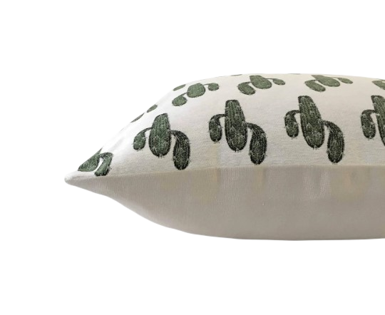 Cactus print cushion in green and beige