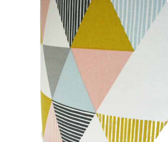Geometric print lampshade in grey, pink and mustard