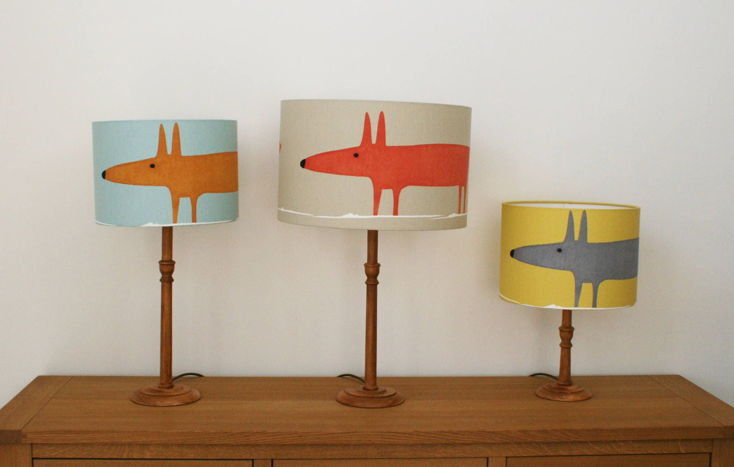 Mr Fox print lampshade in beige and orange