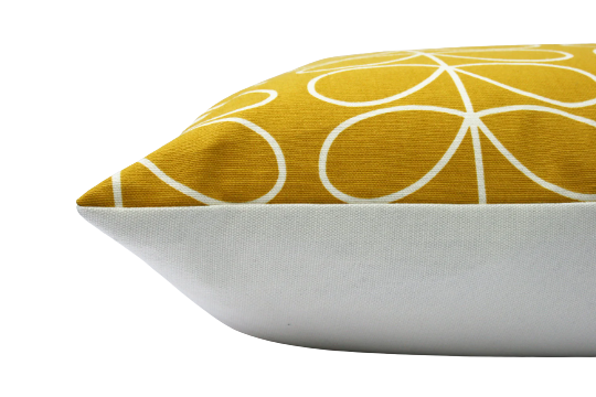 Linear stem print cushion in mustard