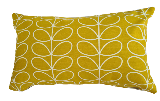 Linear stem print cushion in mustard