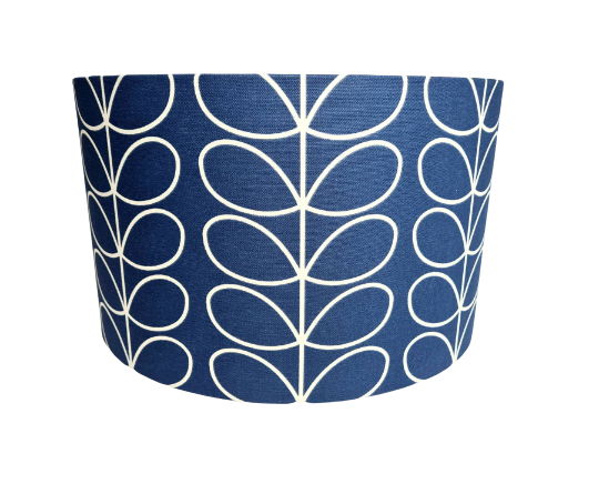 Linear stem print lampshade in dark blue