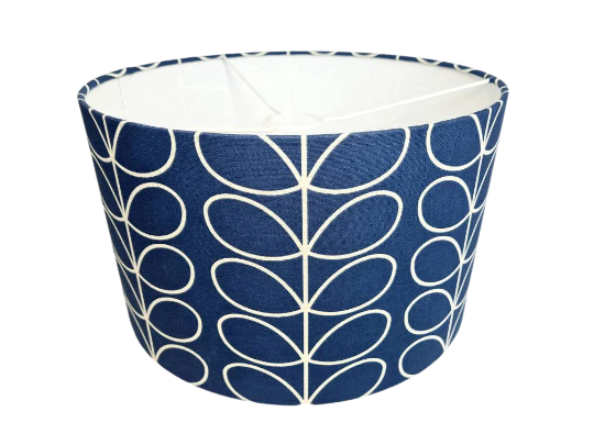 Linear stem print lampshade in dark blue