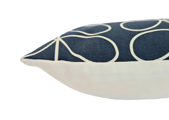 Linear stem print cushion in dark blue