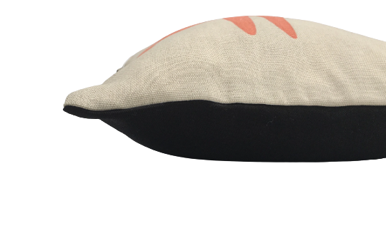 Mr Fox print cushion in beige and orange