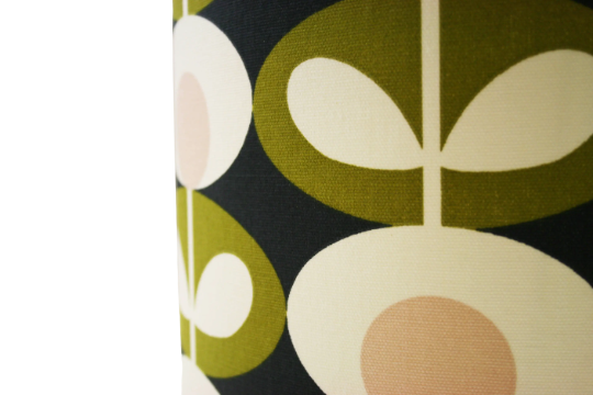 Oval flower print lampshade in green, pink and charcoal