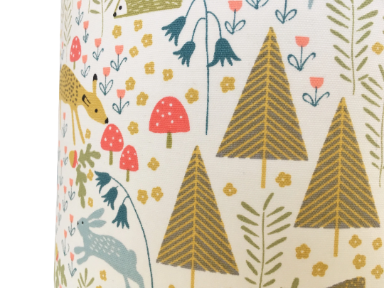 Multicoloured woodland print lampshade