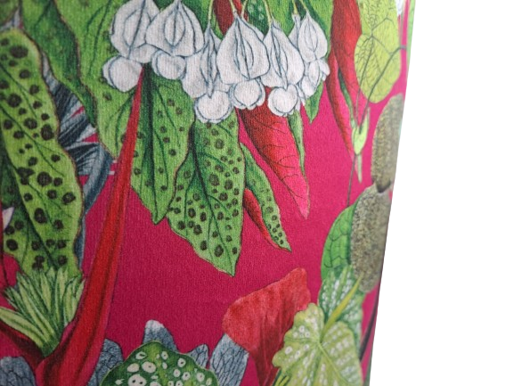 Tropical print lampshade in black, pink and green