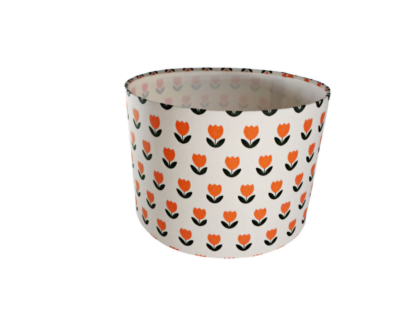 Tulip print lampshade in orange and green