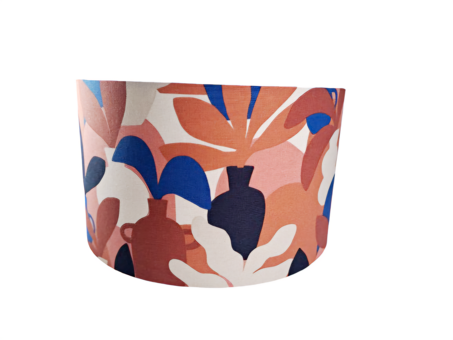 Vase print lampshade in terracotta and blue