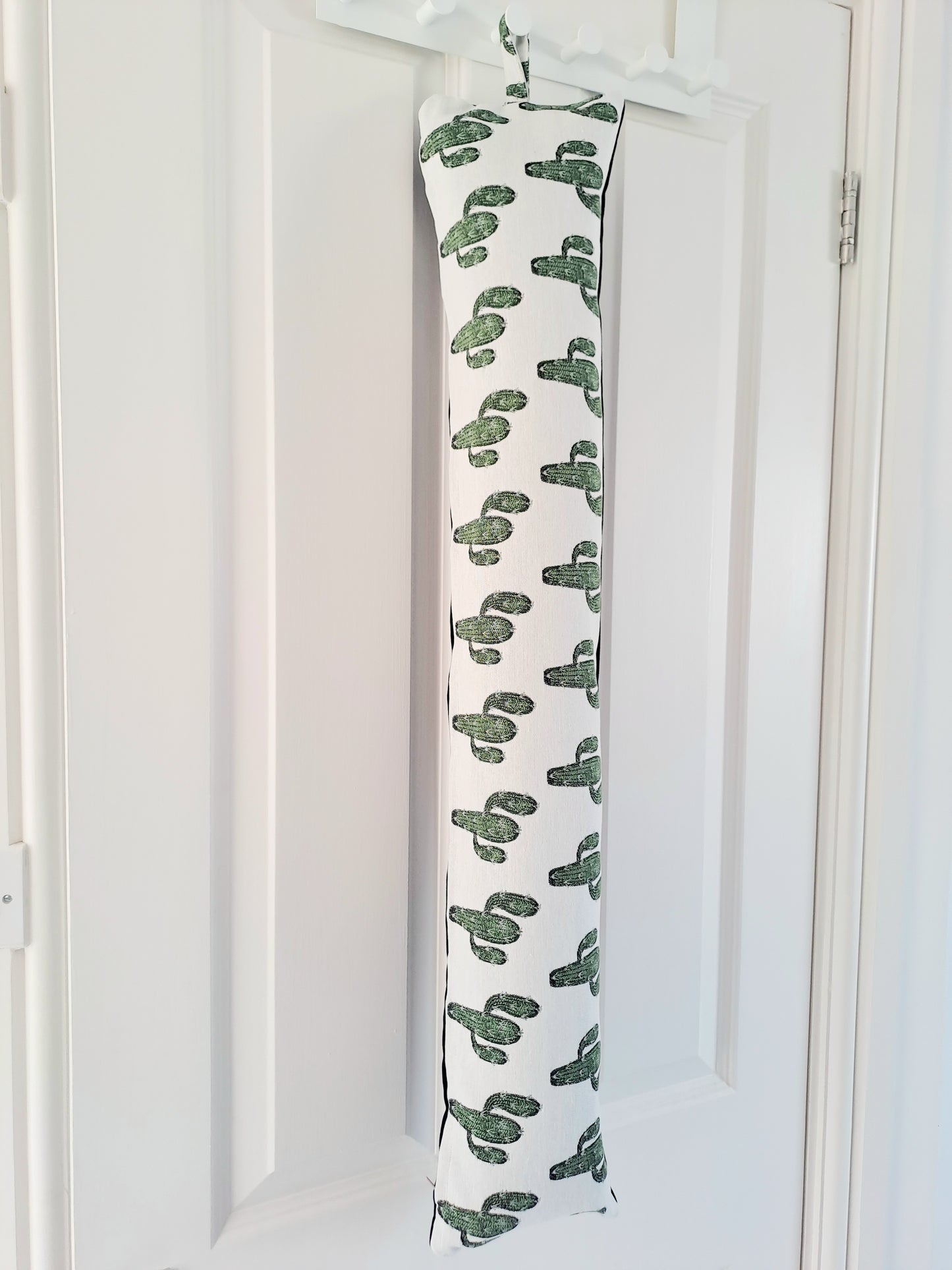 Cactus print draught excluder cushion in green