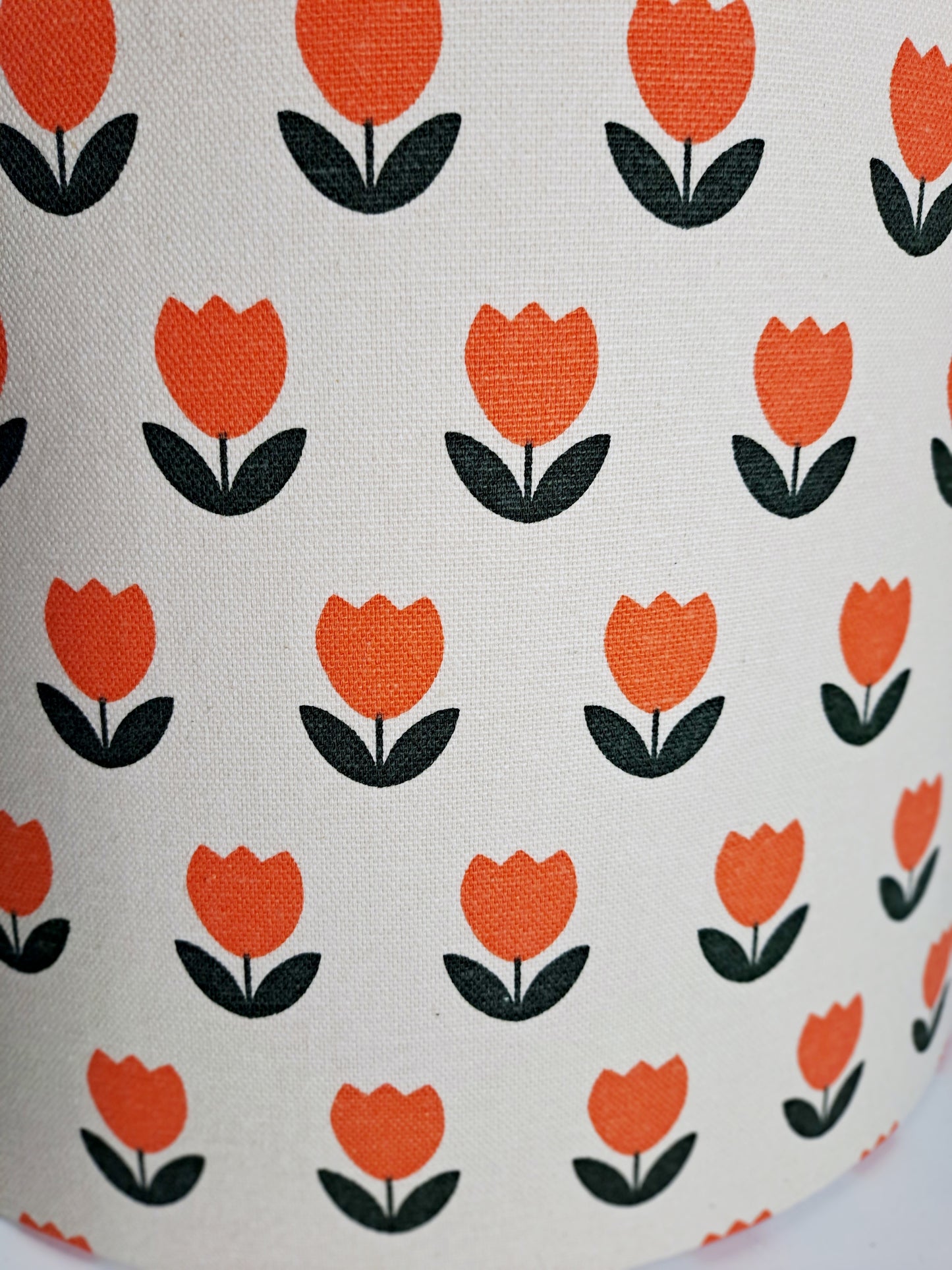 Tulip print lampshade in orange and green