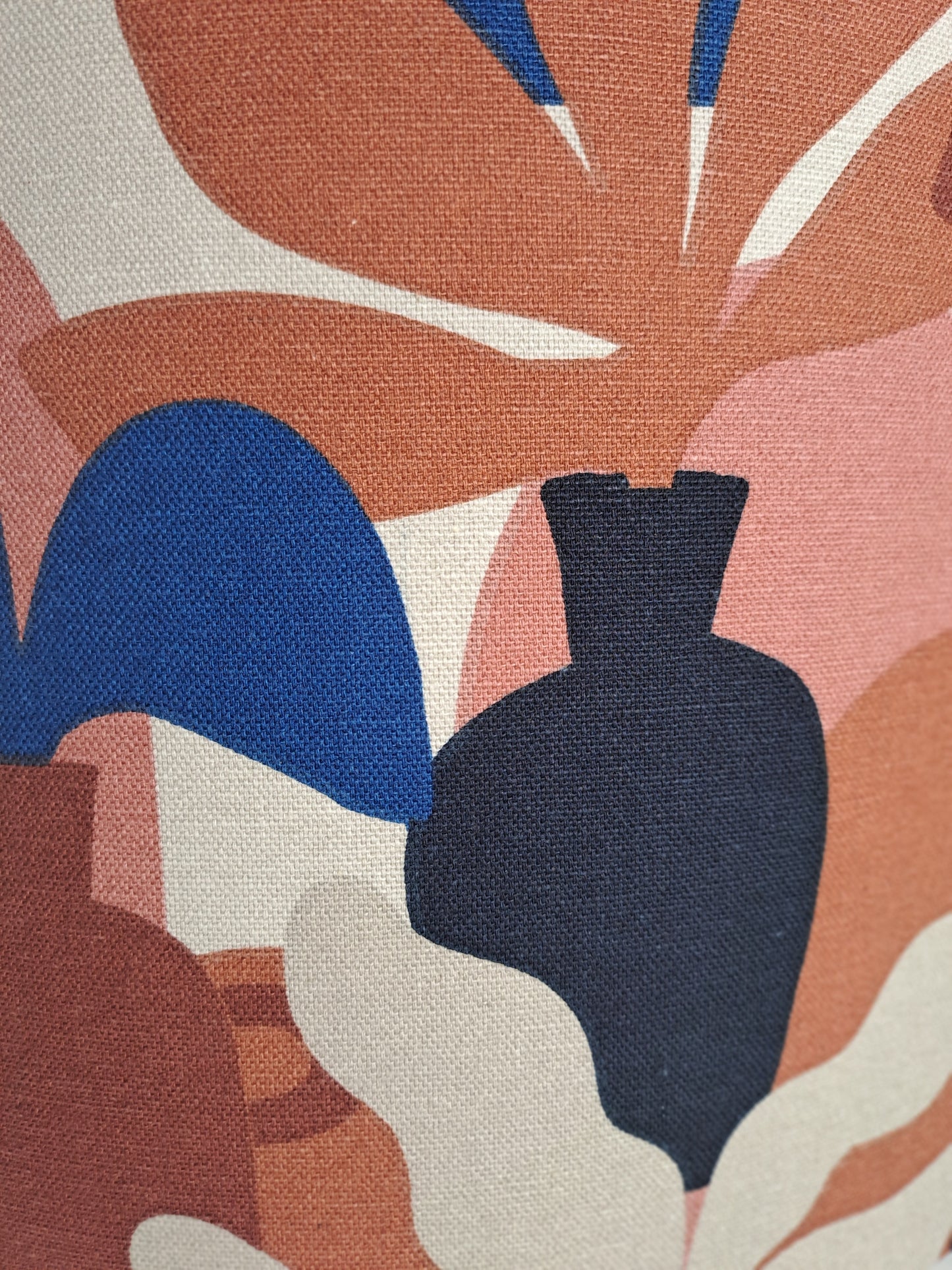 Vase print lampshade in terracotta and blue