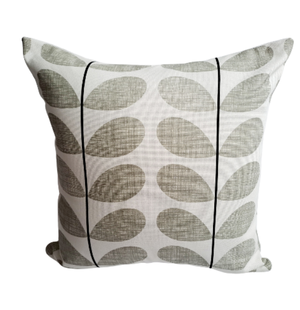 Large stem print cushion in grey