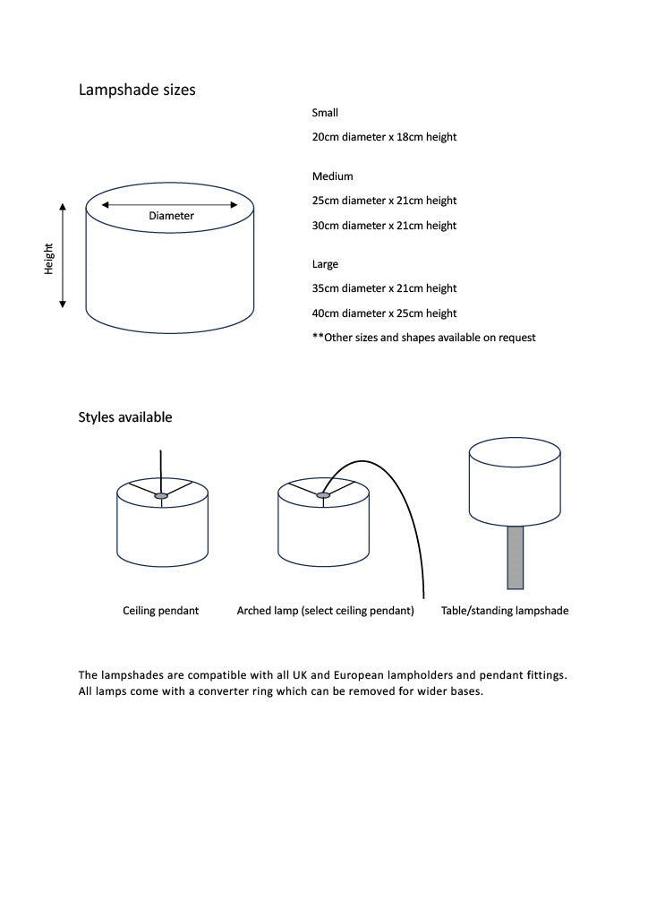 Custom design lampshade with white lining