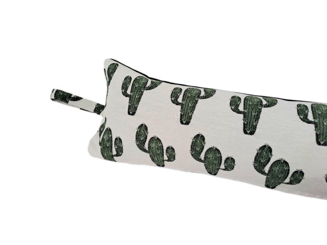 Cactus print draught excluder cushion in green