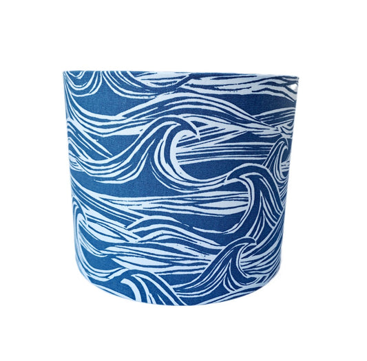 Wave print lampshade in blue