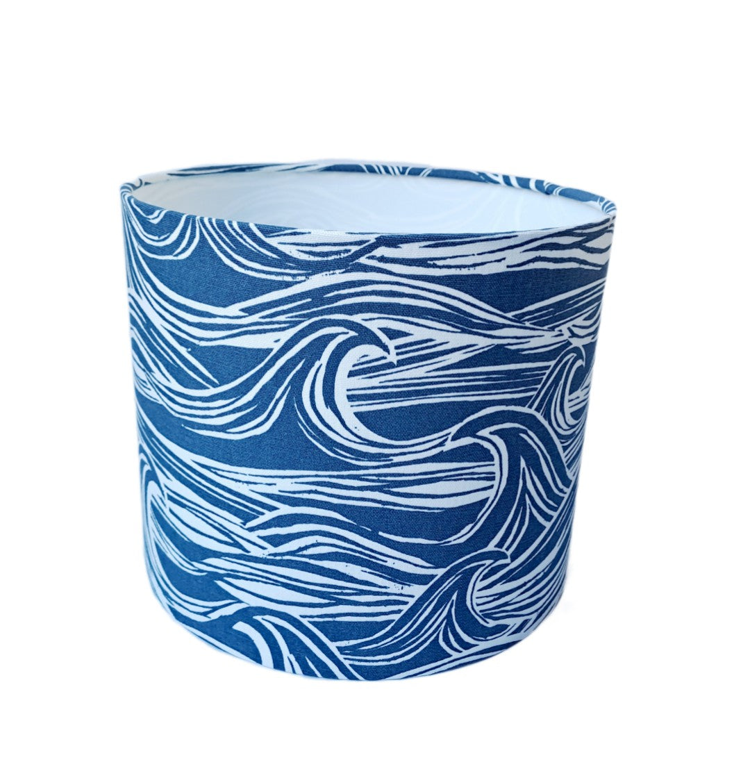 Wave print lampshade in blue