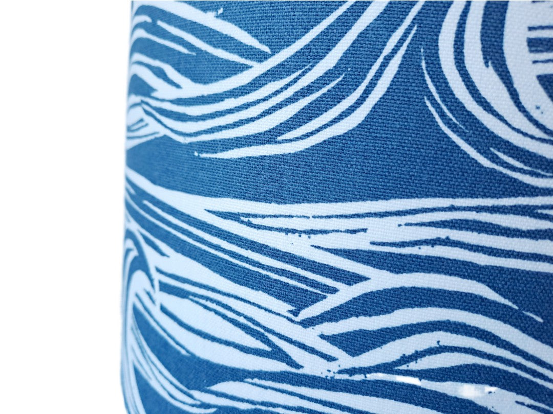 Wave print lampshade in blue