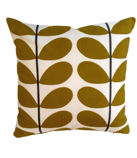 Large stem print cushion in olive