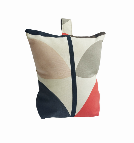 Large leaf print door stop in red and grey