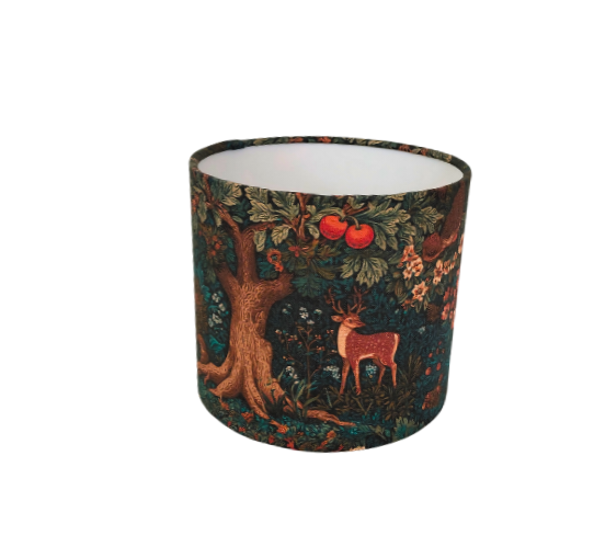 Woodland print lampshade in green