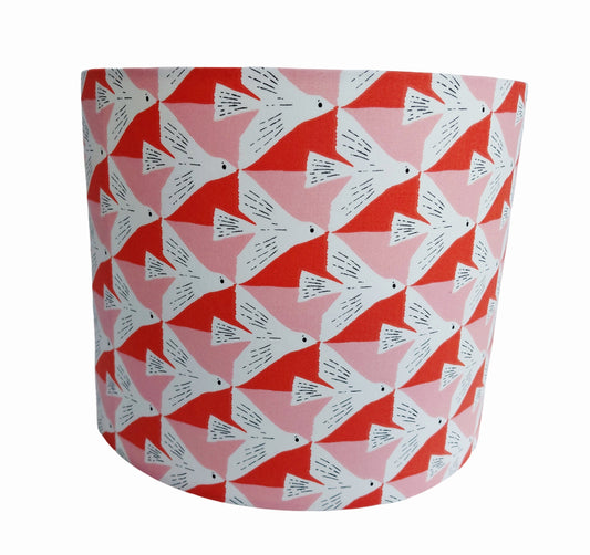 Bird Print Lampshade – Red and Pink Drum Shade – Bright Drum Lamp – Modern Bird Lamp Shade – Swallow print Home Decor