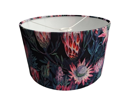 Flower print lampshade in pink and black