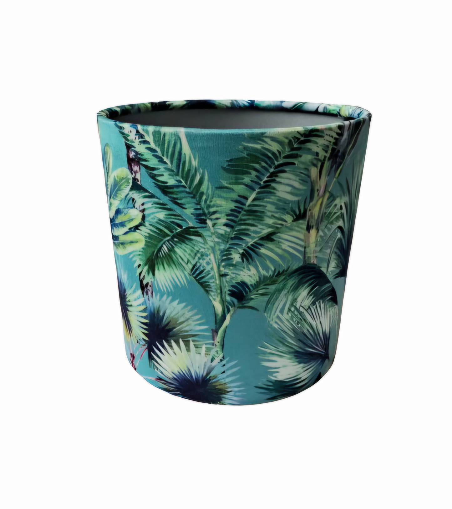 Palm springs print lampshade in blue and green with metallic embossed lining