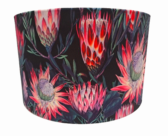 Flower print lampshade in pink and black