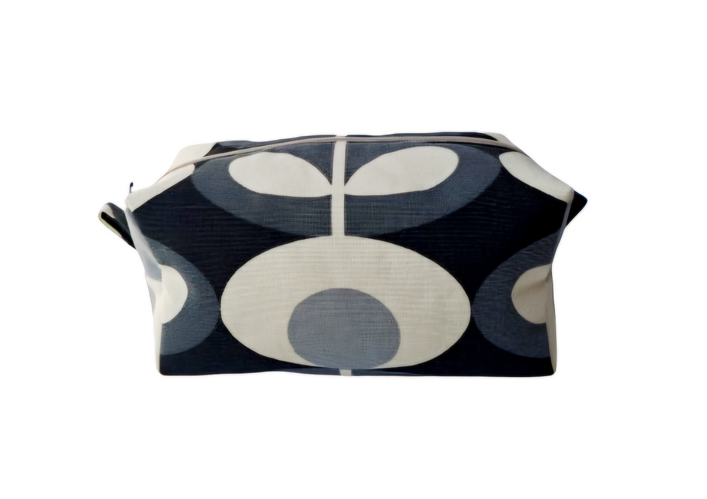 Oval flower print cosmetic bag in grey and charcoal