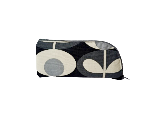 Oval flower print glasses/sunglasses case in charcoal