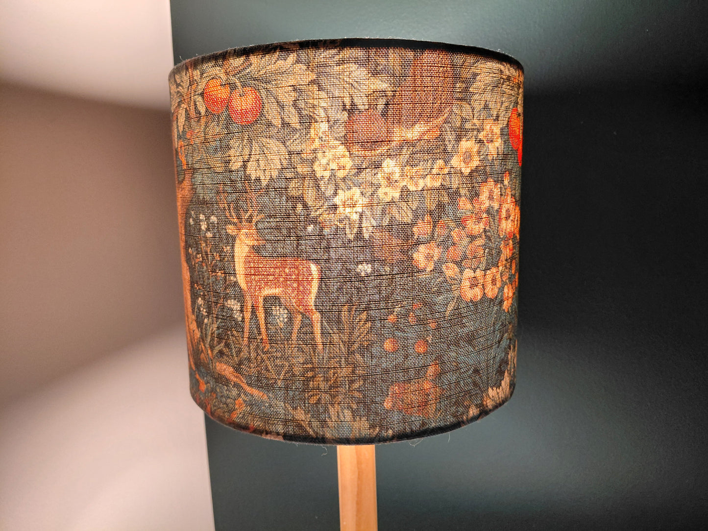 Woodland print lampshade in green